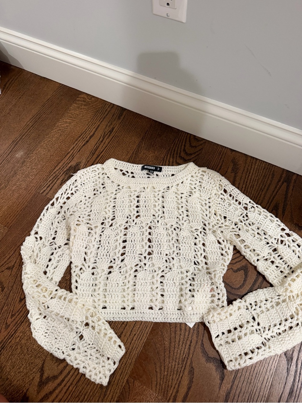 Missguided Crochet Long Sleeve Top